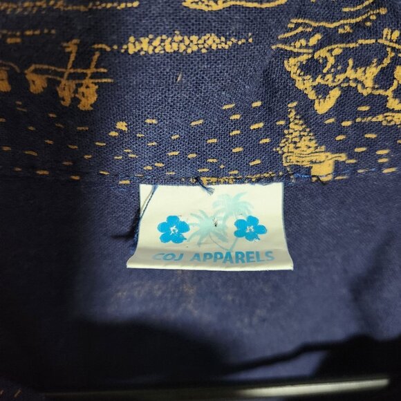 Coj Apparels Hawaiian Shirt Mens Size 1X Bahamas Palm Trees Blue Short Sleeve - Picture 6 of 6